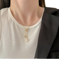 Vintage Double Shell Heart Necklace with Fine Titanium Steel Chain Stainless Steel Pendant Gold Plating for Weddings or Parties