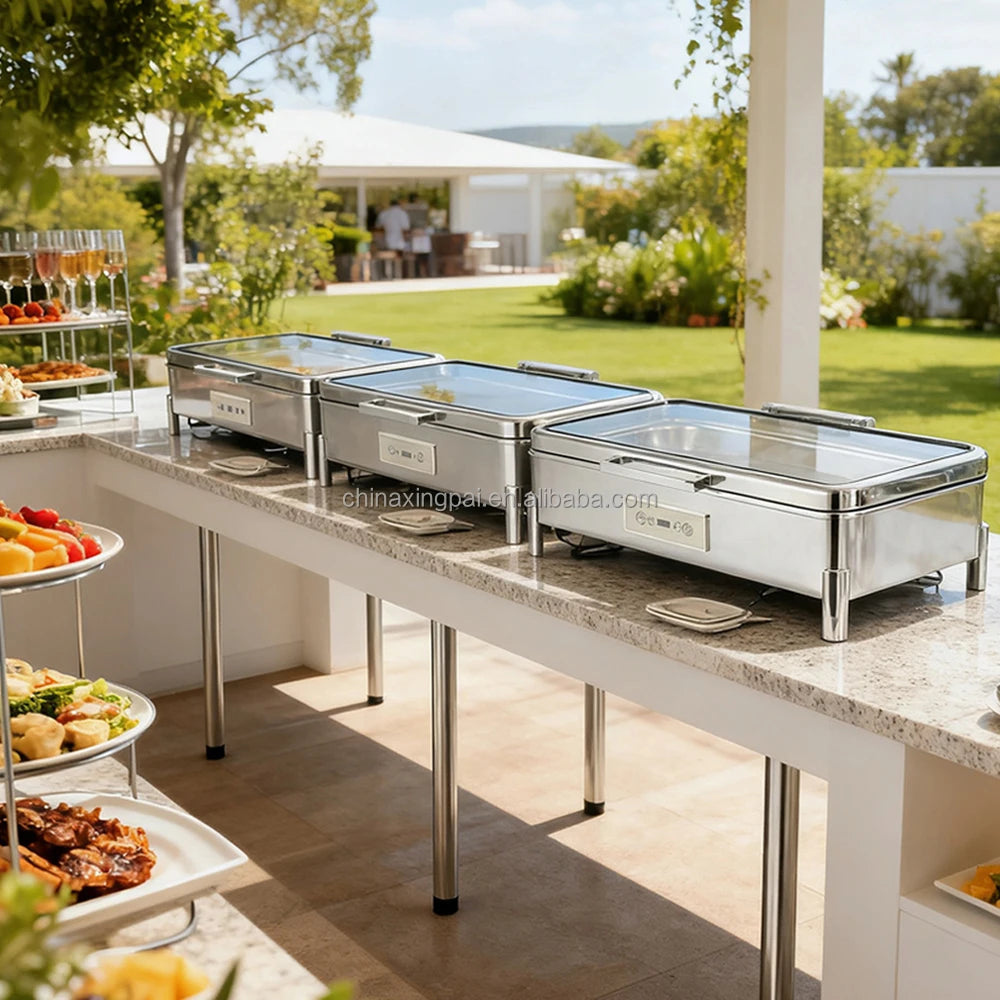 XINGPAI Buffet Equipment Rectangle Buffet Catering Stainless Steel Chaffer Dishes Buffet Food Warmer for Catering
