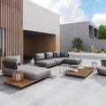 Factory Prices Luxury Villa Modern Outdoor Furniture Waterproof Teak Sofas Set Patio Sofa Wood Garden Furniture