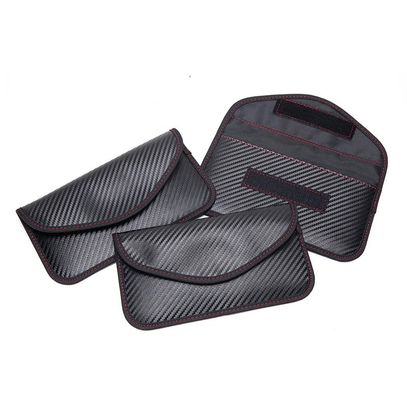 Fashion Carbon Fiber Cell Phone Wallet RFID Shielding Signal Blocking Mobile Phone Faraday Bag for Phone