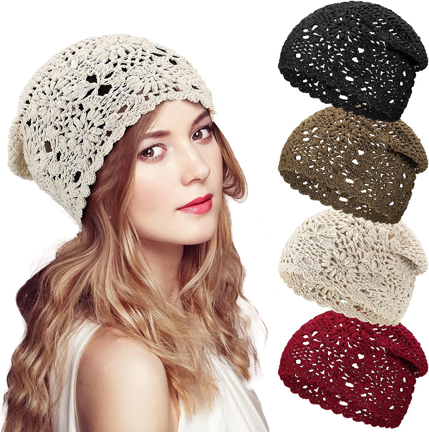Custom Wholesale Handmade Female Cap Knitted Bucket Hat Adult Crochet Beanie Hats