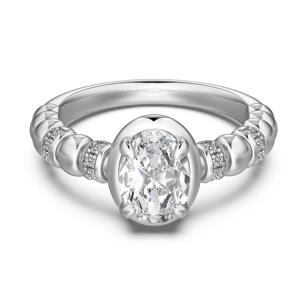 Dylam Trendy Sterling Silver 925 Original Jewelry Diamond Pink Oval Ring for Women Cz Cubic Zirconia Wedding Engagement Rings