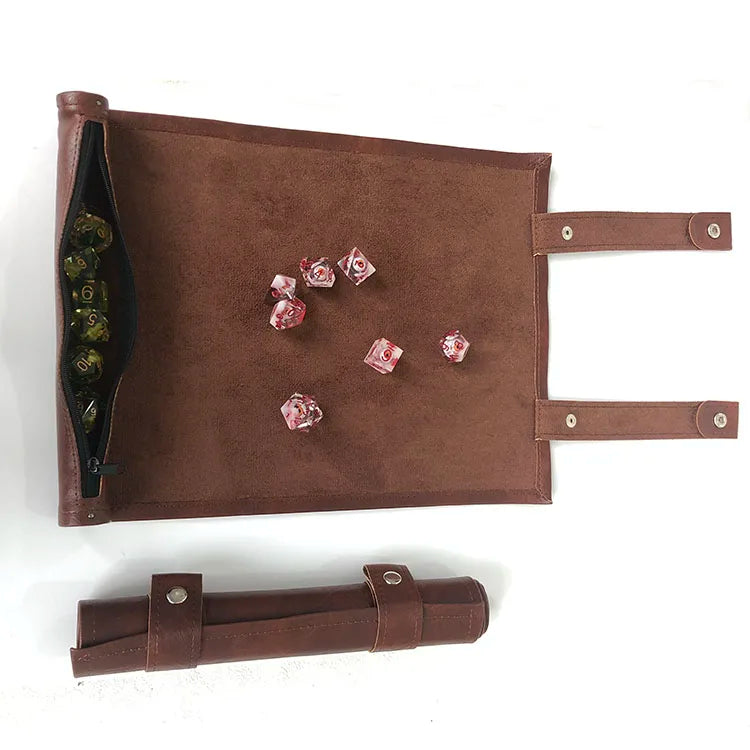 Custom Screen Printed LOGO Character Accessory for Tabletop Role-Playing Games Leather Dice Mat