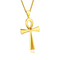 Christian Ankh Crucifix Pendant Necklace Stainless Steel Silver Plated Link Chain Trendy Symbol of Life Cross Jewelry Gift