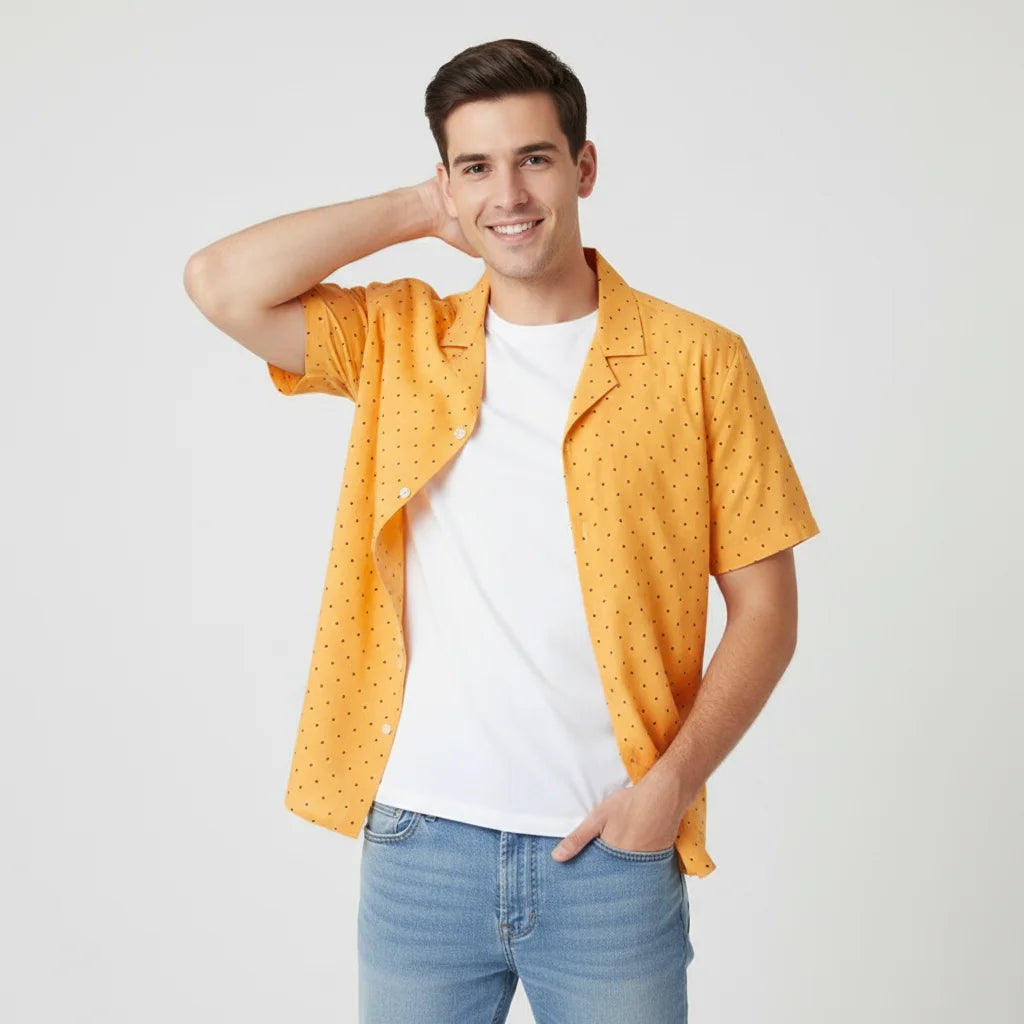 China Factory Printed Short Sleeve Shirt 100% Cotton Breathable Fancy Casual Hawaiian Men Shirt