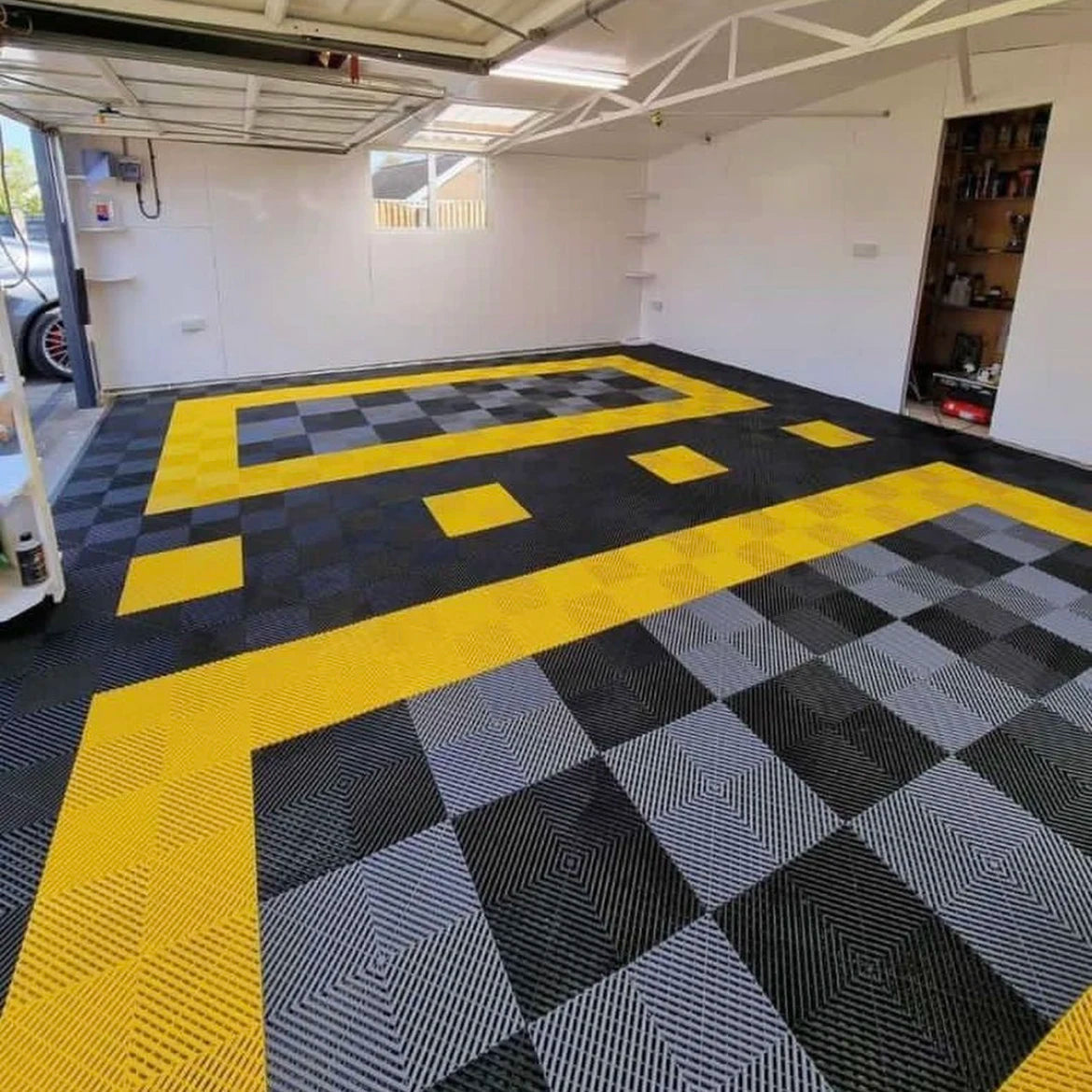 New Arrival Vented Garage Floor Tiles Interlocking Plastic for Car Wash Auto Show Garage 40*40*1.8cm Plastic Flooring