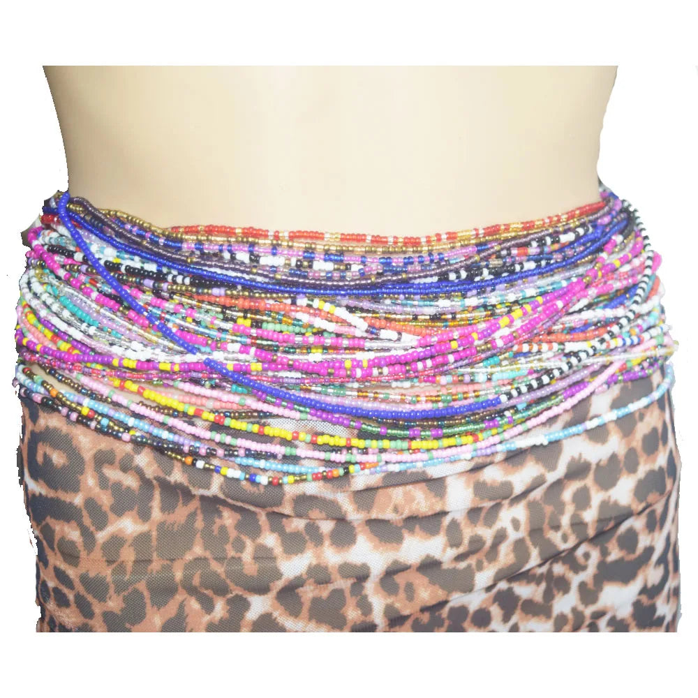 69 Colors African Adjustable Ladies Weight Loss Plus Size Double Cotton Strings Body Belly Chain Jewelry Tie on Waist Beads