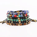 New Design Natural Stone 18K Gold PVD Plated Stainless Steel Bead Macrame Bracelet Men Jewelry JBS12402