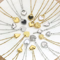 Stainless Steel Double Sided Love Heart Pendant Necklace with Rope Chain 18K Gold Plated Trendy Anniversary Jewelry