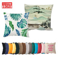 Nordic Green Cartoon Print Pillowcase Portable Customizable Sofa Cushion Removable Cover Leaf Series Decorative Pillow Cases