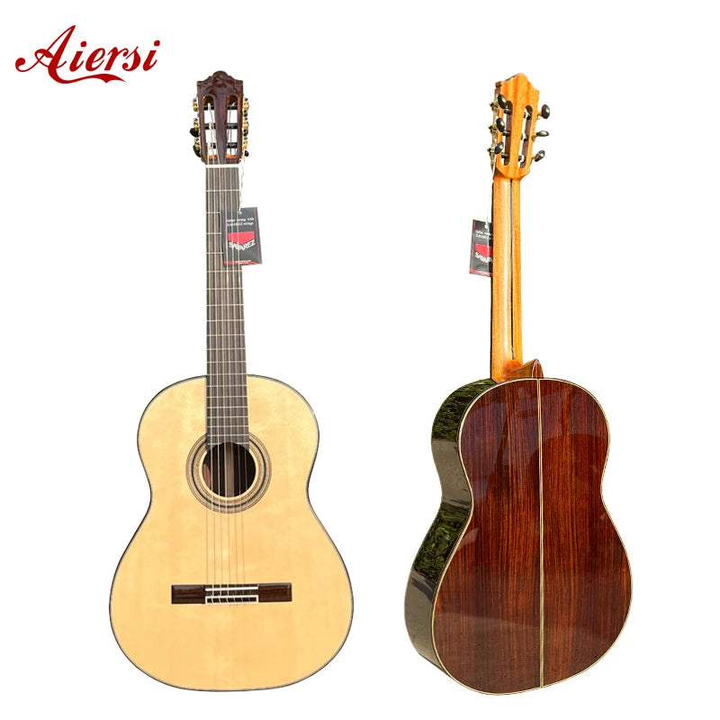 Aiersi Traditional Gloss All Solid  German Spruce Rosewood Body High Level Nylon String Classic Guitar
