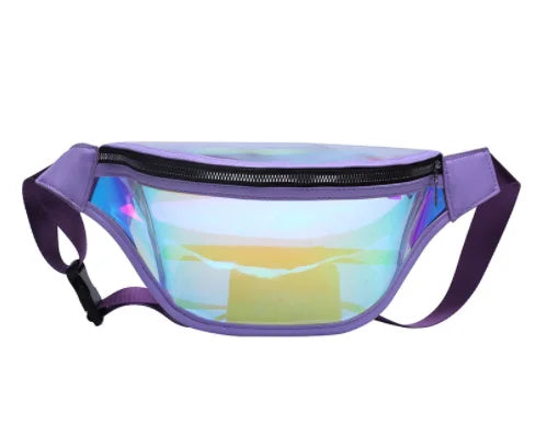 2026 Hot Selling Holographic Ladies Waist Bags Reflective Transparent PVC Fanny Pack