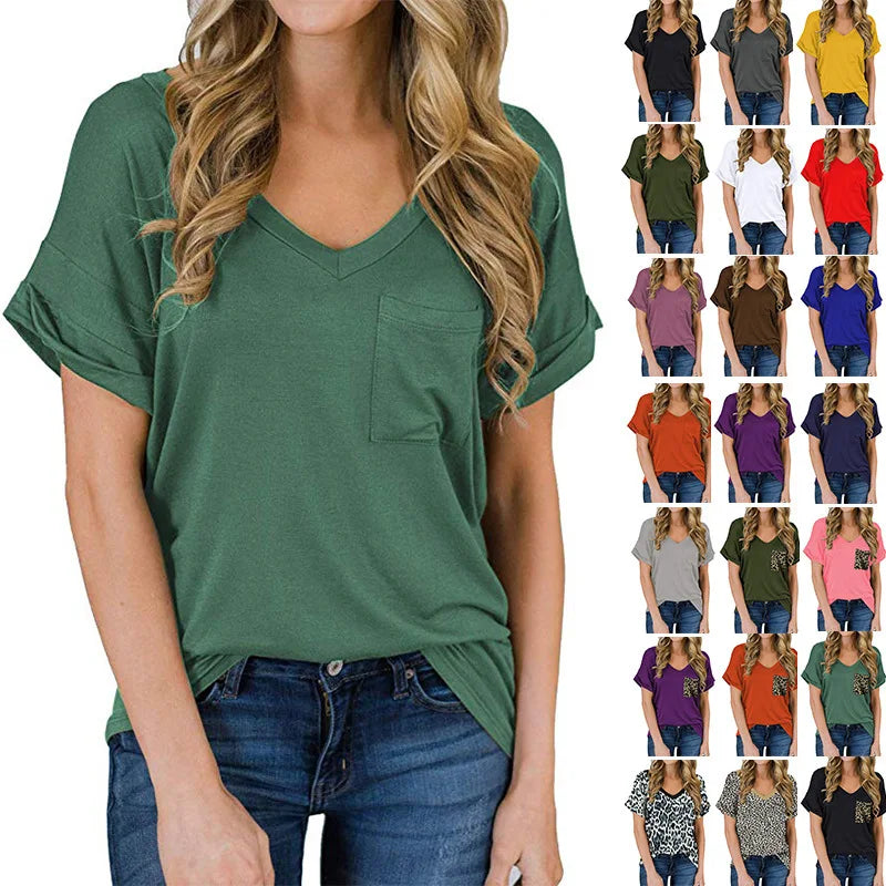 36 Colors Women's Spring Summer 2021 V-neck Pocket Solid Casual Front Logo Sleeveless Regular Fit Knitted Eco-Friendly