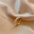 HOVANCI Wholesale Zirconia Adjustable Gold Plated Wave Ring Niche Design Opening Lovely Ring Women Jewelry
