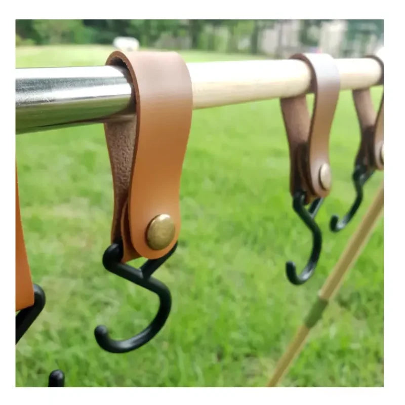 PU Leather Camping Supplies Hanger Outdoor Swivel Snap Picnic Black Plastic Hook