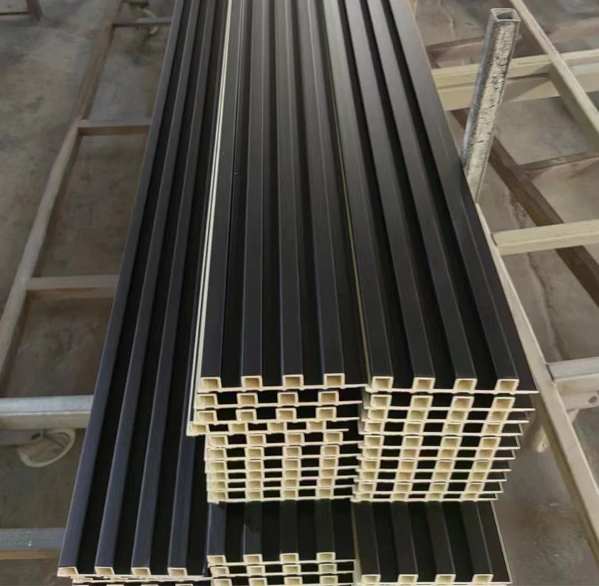 3D Fluted Waterproof PVC WPC Wood Plastic Wall Panels for Interior Decoration