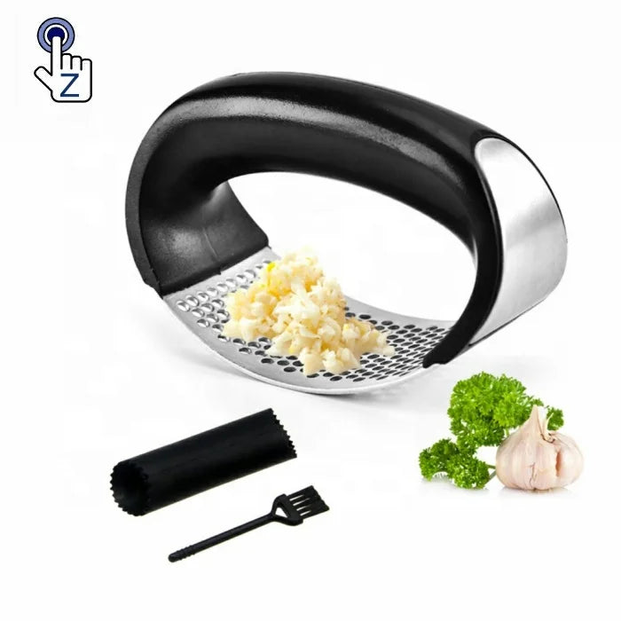 3pcs Multi-function Manual Presser Curved Garlic Squeezer Slicer Stainless Steel Garlic Presses Cooking Gadgets
