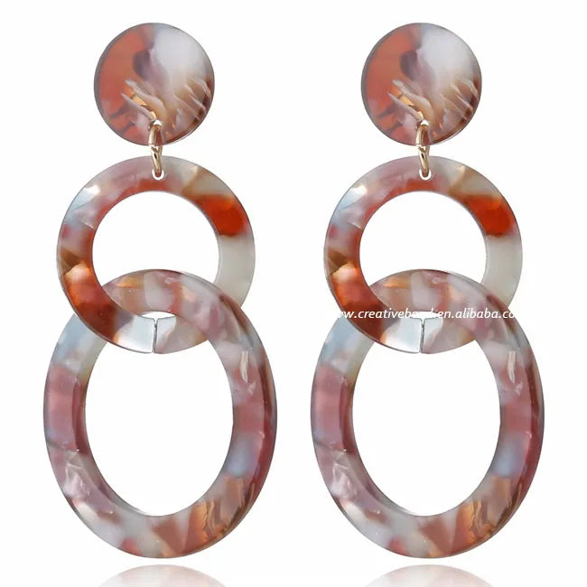 Geometric Acrylics Statement Pendant Resin Earrings Colorful Big Oversize Bohemia Dangle Earring for Women Girls