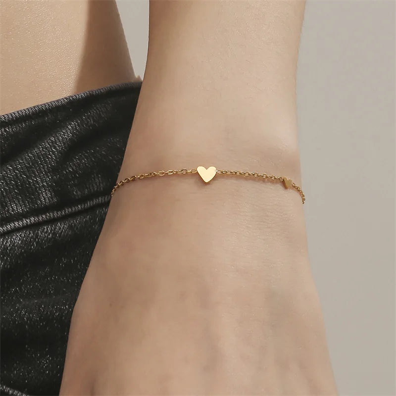 Zooying Fashion Designer Fine Jewelry for Women Girl Wholesale Stainless Steel Heart Love Gold Adjustable Bracelet