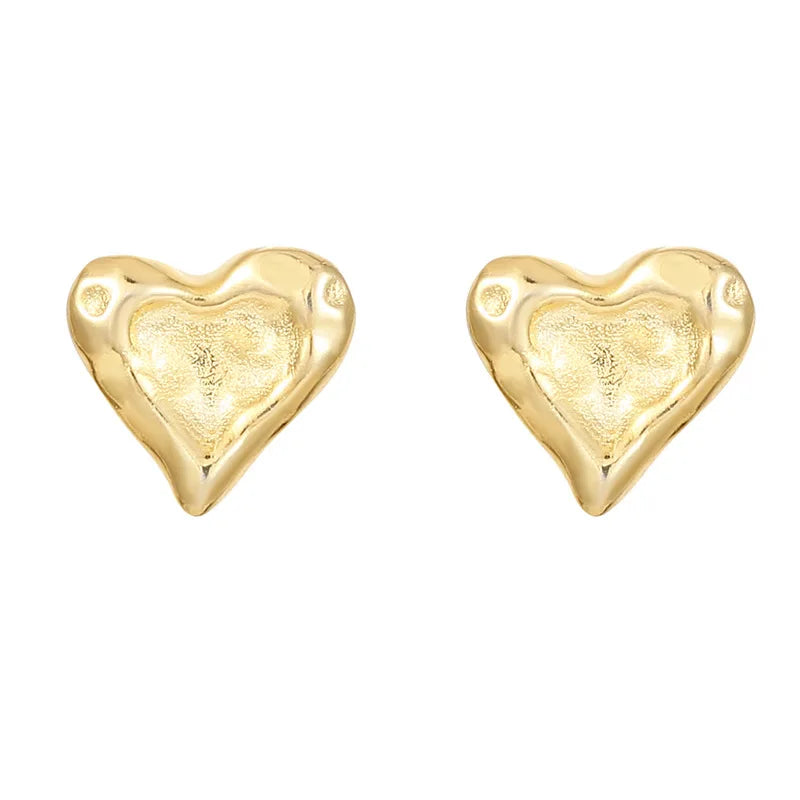 Fashion Minimalist Jewelry 925 Sterling Silver Stud Earrings Heart Irregular Gold Plated Stud Earrings for Women Valentine's Day