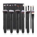 HMU Rich Stock 18pcs Black Make up Brushes Vegan Synthetic Hair Wood Handle Custom Private Label Cosmetics Makeup Brush Set
