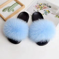 Custom Designer Superior Real Fox Fur Lightweight Breathable Outdoor Slides Sandal for Women Anti-Slippery Spring Summer Autumn