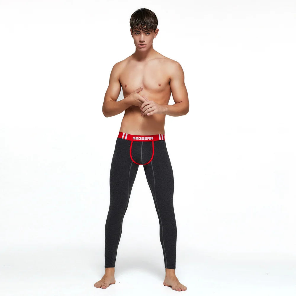 Good Quality Men's Winter Warm Thermal Thick Long Johns Solid Color Cotton Viscose Breathable Long Pants