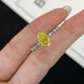 Ruyi Light Luxury and Sweet 14K Gold  Lab Diamond Versatile Star Band 1ct Oval Cut Yellow Diamond Ring
