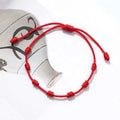 Simple Handmade Knitting 7 Knots Red Rope Bracelets Versatile Geometric Red Lucky Bracelet for Women Men Graduation Presents