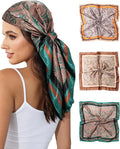 Extra Large 35-Inch Square Satin Bandana Fashion Silk Feeling Hair Scarf Wrapping Night Sleeping Headscarf for Beach Use