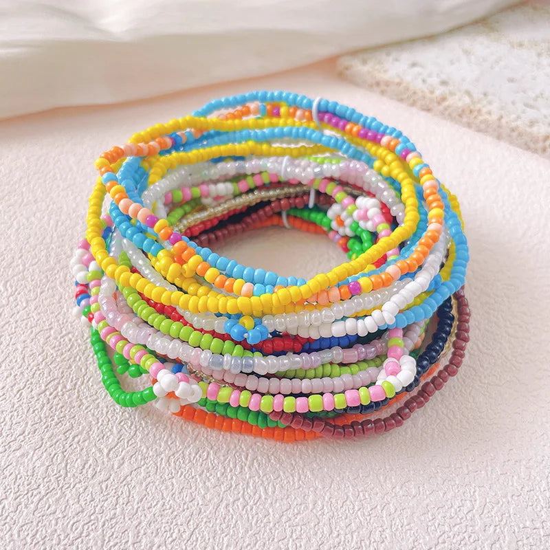 Colorful Bohemia Handmade Seed Beads Bracelet for Girl Women Cute Flower Daisy Bracelet Charm Beaded Bracelet Party Decoration
