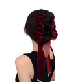 MIO Trendy Soft Fold Silk Ribbon Large Bow Hair Claw Jaw Clips Solid Color Plastic Shark Clip Vintage Hair Barrette for Women