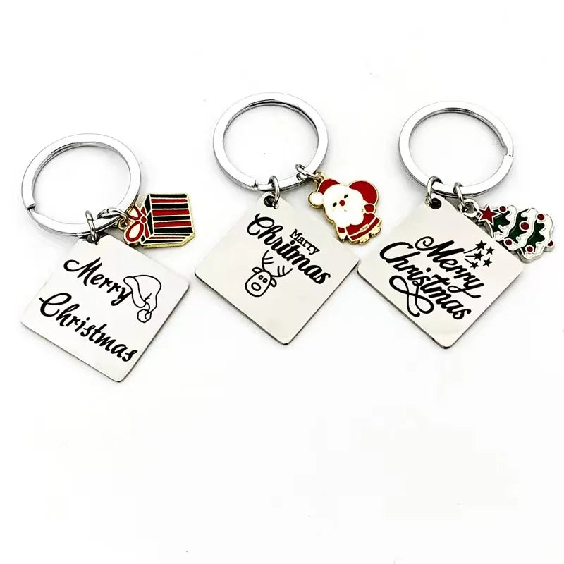 Stainless Steel Christmas Themed Keychains-Customizable for Gifts & Party Favors