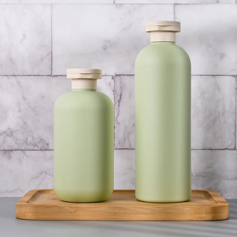 Cosmetic Packaging Eco Friendly 200ml 260ml 300ml 400ml 500ml Empty HDPE Bottle Green Color Frosted