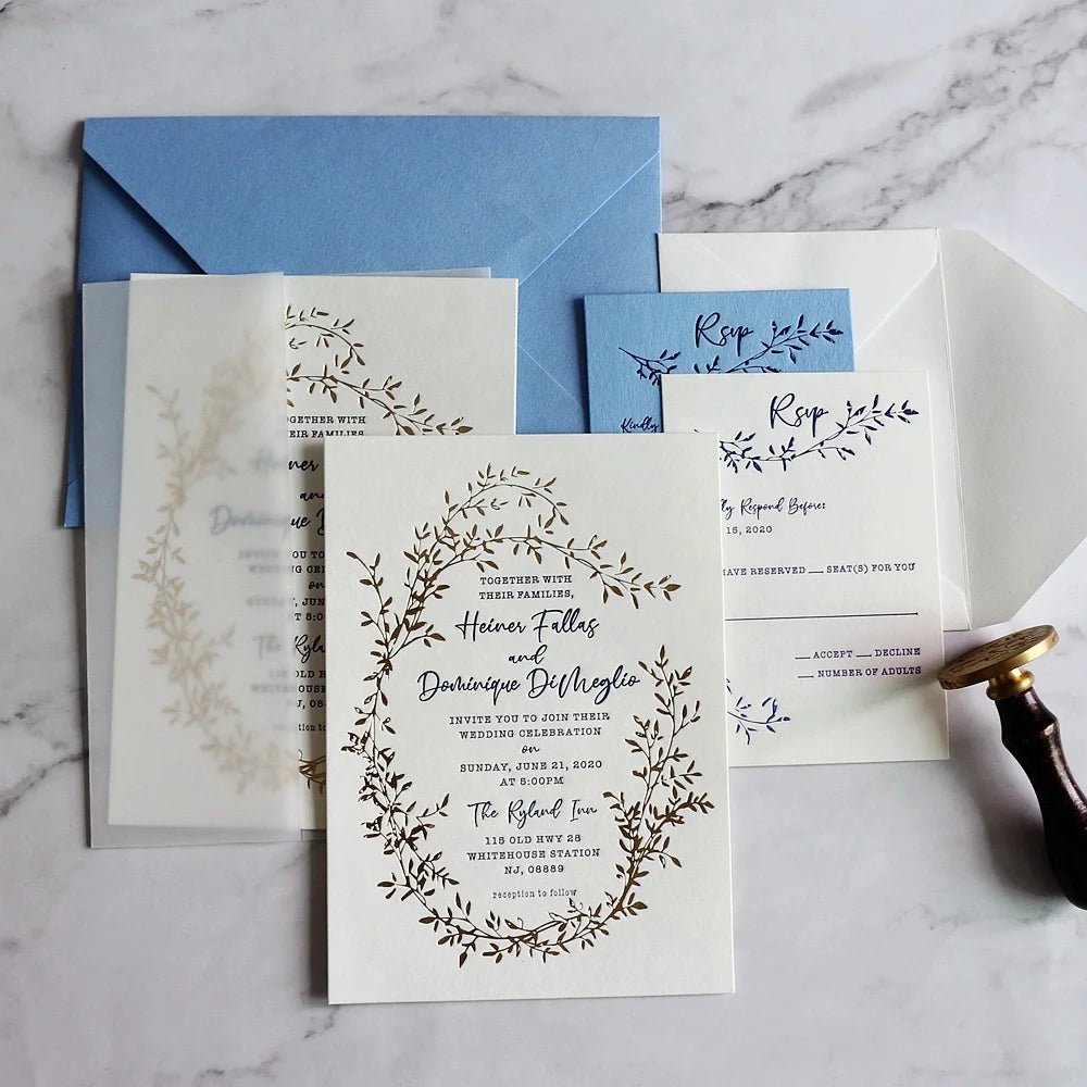 Elegant Luxury Customized Letterpress Wedding Invitations Handmade