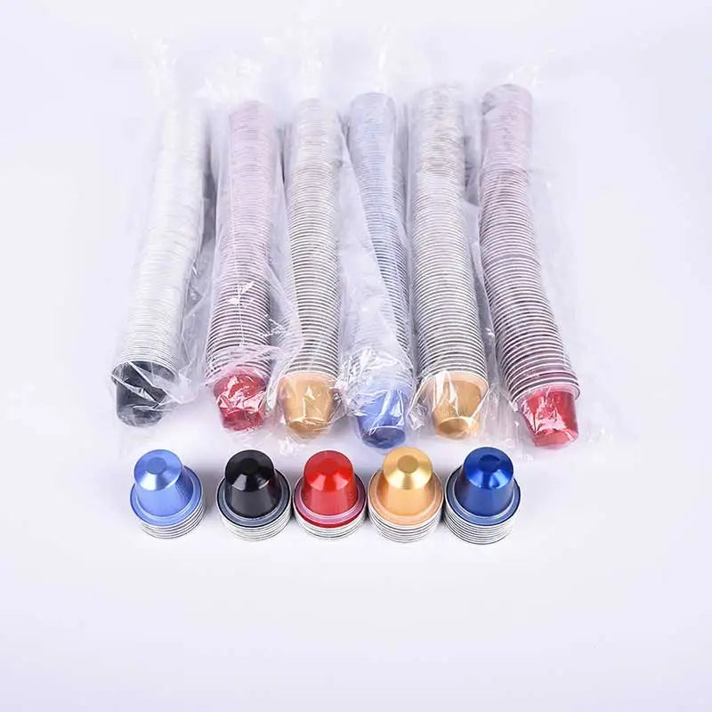 100 Pcs Disposable Empty Aluminum Foil Coffee Capsules  New Pods  With Self-adhesive Lid