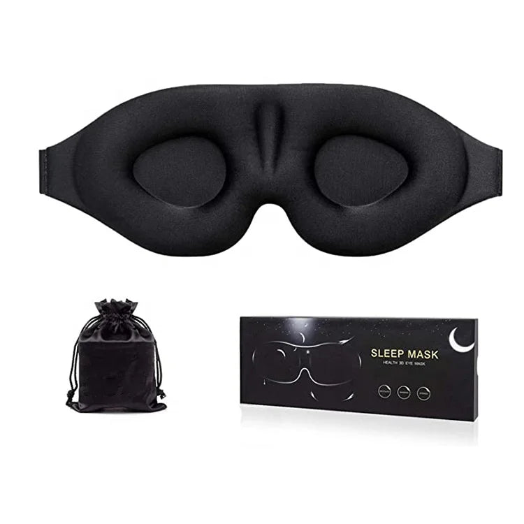 Wholesale 3D Cotton and Satin Sleep Eye Mask Adjustable Size Comfortable Foam Covers for Dark Circles and Moisturizer