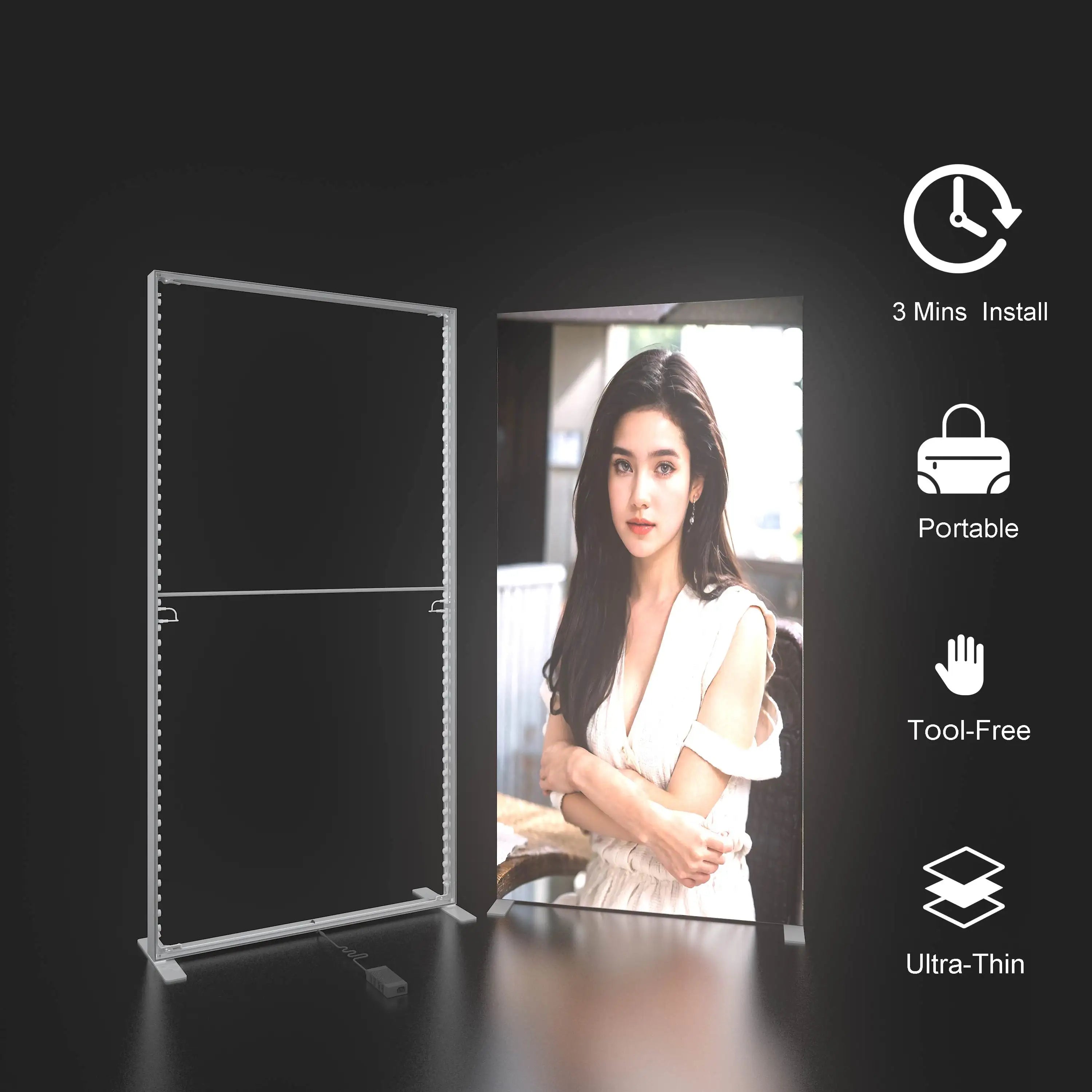 A-new Seg Light Box Frame Exhibition Trade Show Booth Aluminum Profile Lightbox Frame Seg Fabric Backdrop Display Light Box