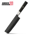Amber Japanese Style Vegetable Knife Nakiri 440C High Carbon Steel Hammer Pattern Blackening Surface Effortless sharp Knife