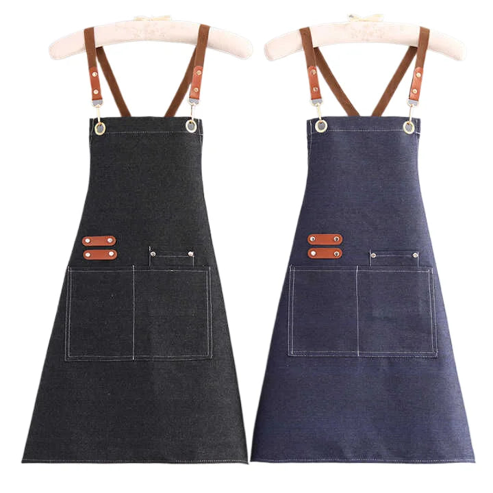 Wholesale of High-quality Adult Cooking Denim Aprons for Quick Delivery of logo Customized Hairstylist Aprons