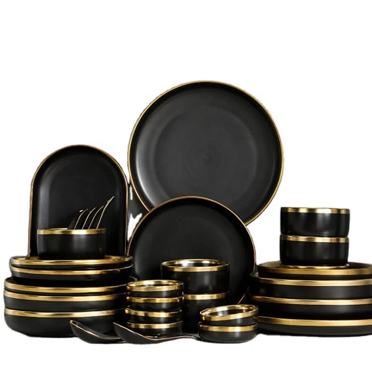 Best Selling Elegant 26pcs Set Luxury Nordic 4-6 Person Porcelain Plate Dish Ceramic Dinnerware Gift Box Multi Colors Marble