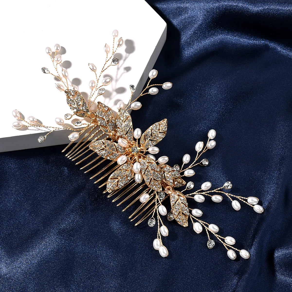 ML1515 Fashion Leaves Hair Comb Bridal Handmade Pearls Hair Comb Wedding Hair Accessories