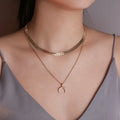 Collar Dainty Jewelry Trendy Moon Pendant Necklace Charm Gold Women Necklace Multi Layer Layered Necklace