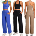 Customized Logo Solid Color Yoga & Running Fitness Set for Women Elastic Waist Gym Sportswear Plus Size Outdoor New Suit