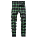 Men's Plus Size Mid Waist Chino Trousers Business Casual Slim Fit Straight Plaid Zipper Fly Flat Street Style Leisure Pants