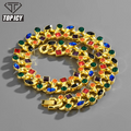 2022 New Alloy Rhinestone Geometric Cuban Chain 22MM Gold Mixed Color Chain Hip Hop Jewelry Necklace