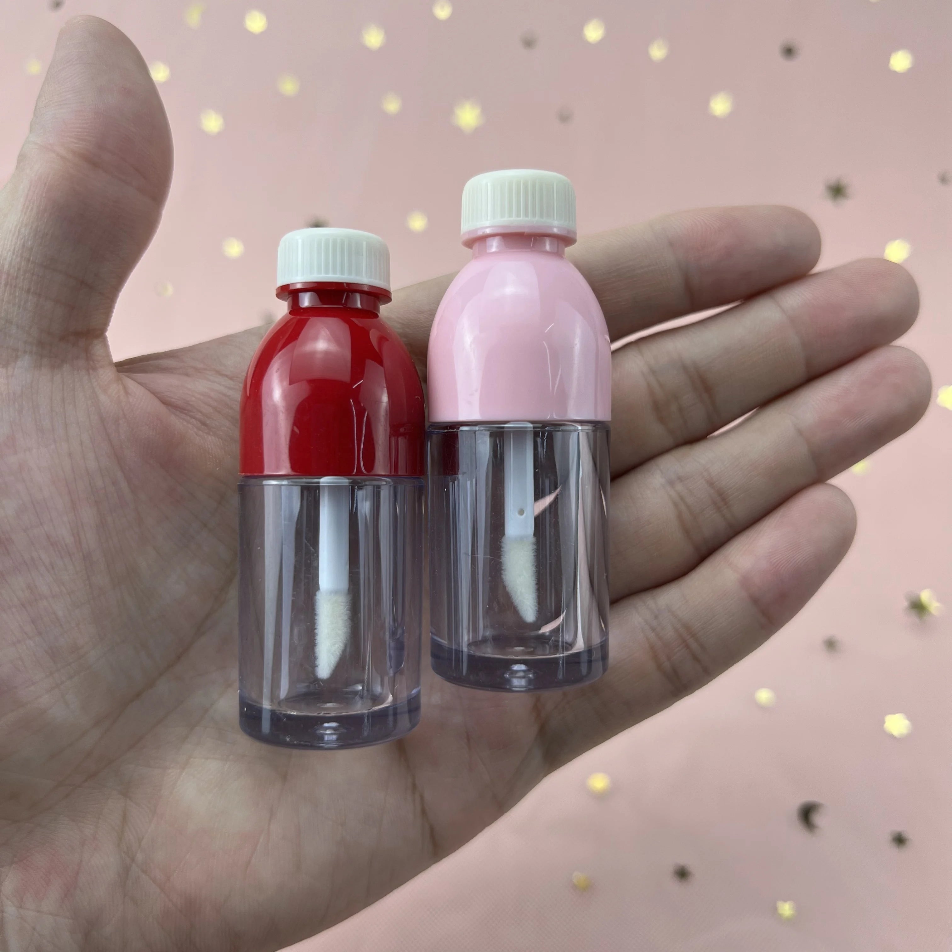 Drink Bottle Shape Empty Lip Gloss Containers 5ml Plastic Cosmetic Packaging with Customizable Color