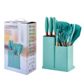 19-Piece Kitchen Knife Set with Wooden Handle and Storage Bucket New Household Silicone Kitchen Utensils Minimum Order 1pc