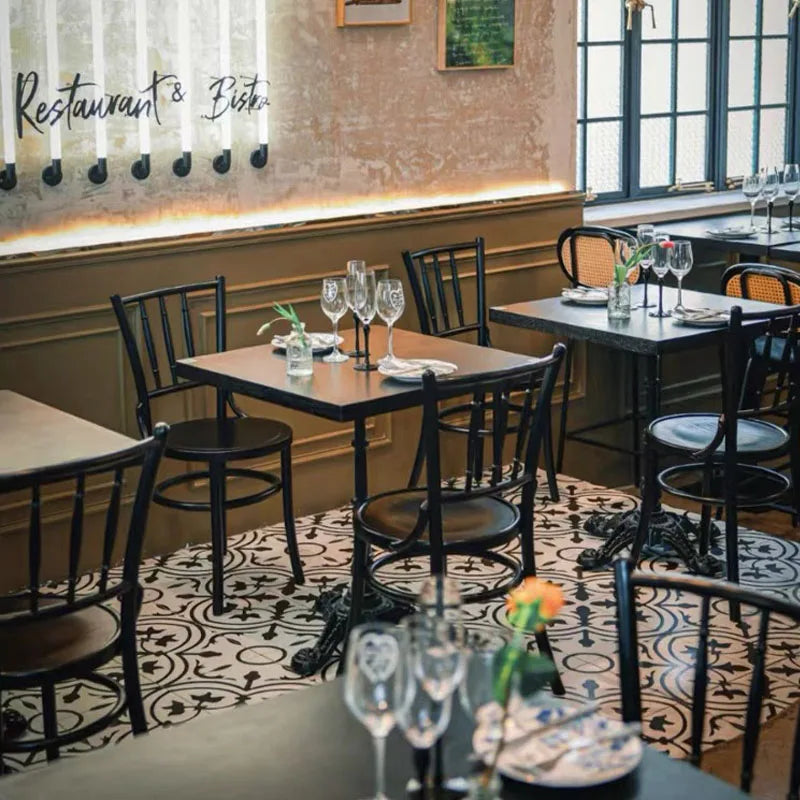 Customized Restaurant Furniture Tables and Chairs Sets Coffee Cafe Shop Fast Food Bar Wood Oak Chair