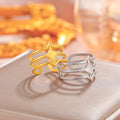 Fashion Stainless Steel Women Finger Ring  Real Gold Plated Multi Layer Ring Jewelry Gifts for Girls